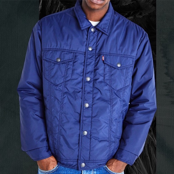 Levi’s Relaxed Fit Padded Trucker Puffer Button Down Jacket - Picture 1 of 13